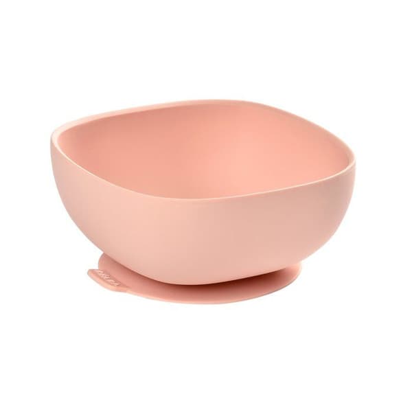 BEABA sugskål i silikon - Rosa - För bebisar från 6 månader och uppåt - Halkfri och ergonomisk