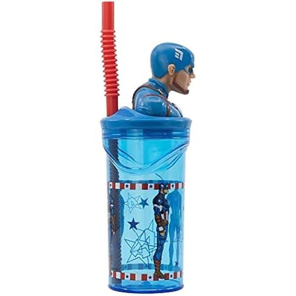 Återanvändbar mugg - STOR - Avengers Captain America - 430 ml - Utan BPA - 3D-figurine