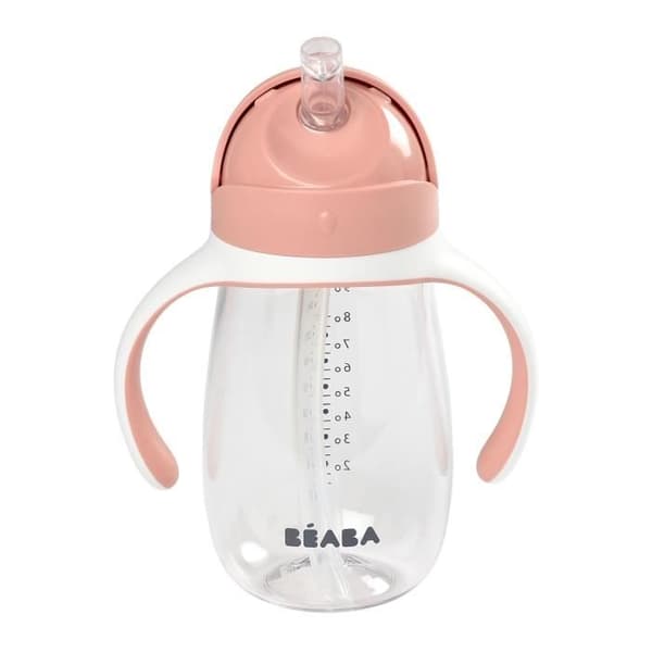 2 i 1 barnhalmkopp 300 ml - BEABA - gammalrosa - läcksäker och läcksäker