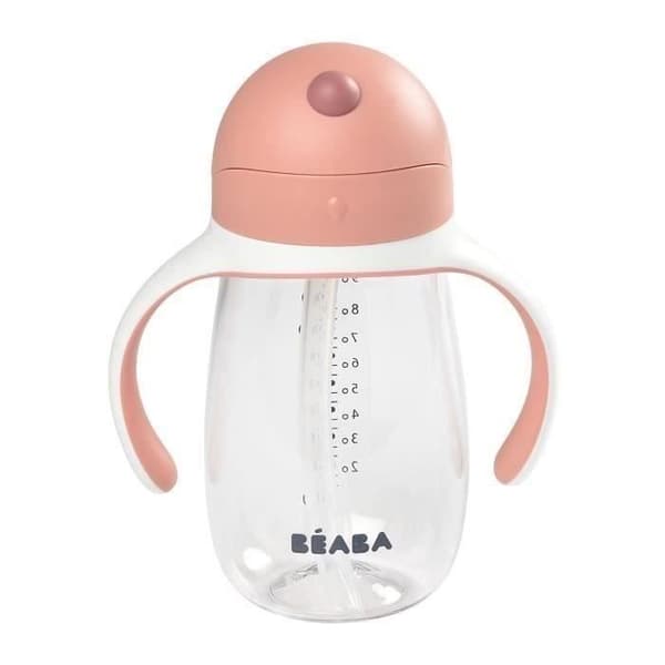 2 i 1 barnhalmkopp 300 ml - BEABA - gammalrosa - läcksäker och läcksäker