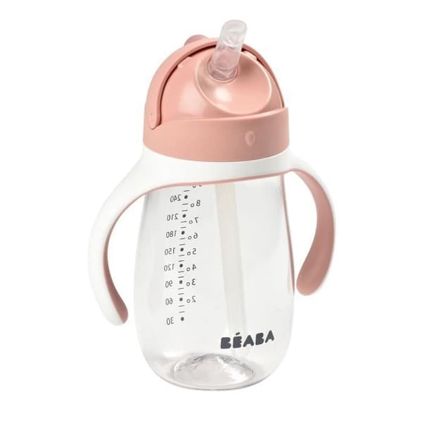 2 i 1 barnhalmkopp 300 ml - BEABA - gammalrosa - läcksäker och läcksäker