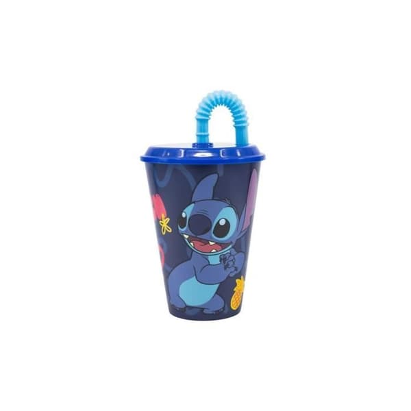 Glas med sugrör - Disney - Stitch - Blå - Barn - 430ml