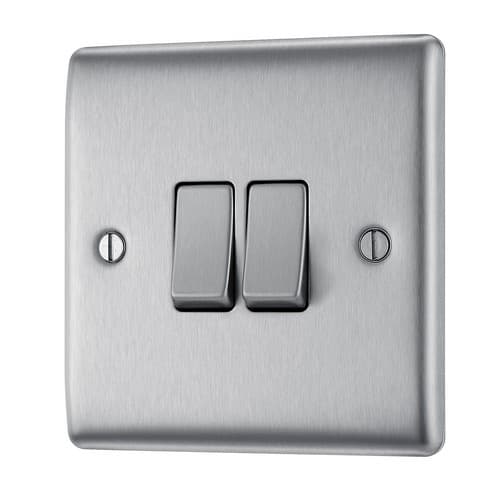 BG Brushed Steel 10ax Plate Switch 2 Way