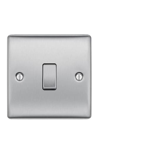 BG Brushed Steel 10ax Plate Switch 2 Way