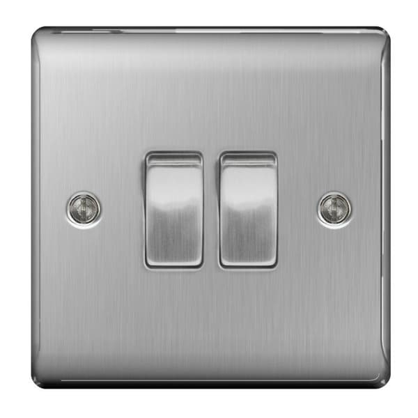 BG Brushed Steel 10ax Plate Switch 2 Way