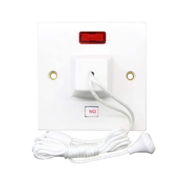 Dencon 45A-takströmbrytare med neonindikator enligt BSEN 60669 White One Size