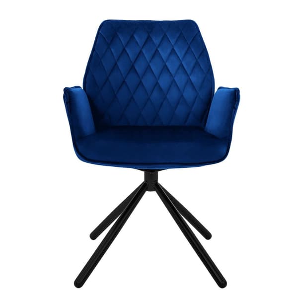 Snurrbar matstol med armstöd &amp; ryggstöd mörkblå sammet ML design