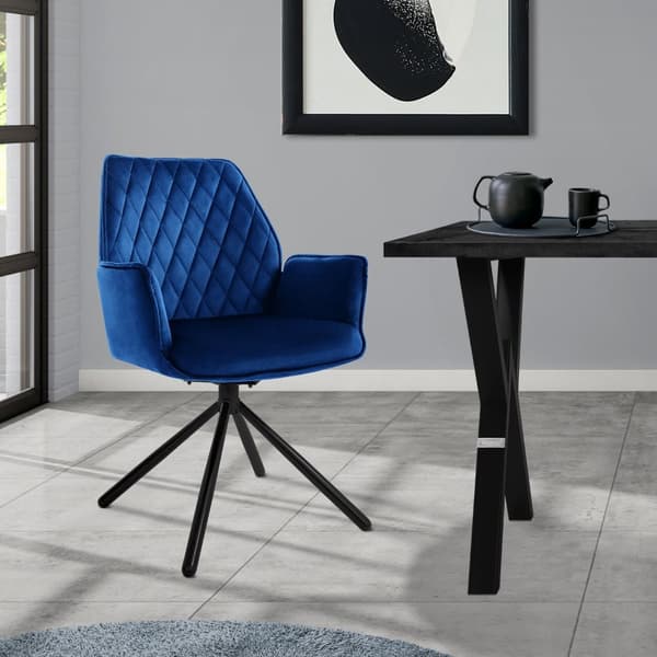 Pyörivä ruokapöytätuoli käsinojalla ja selkänojalla tummansininen sametti ML design