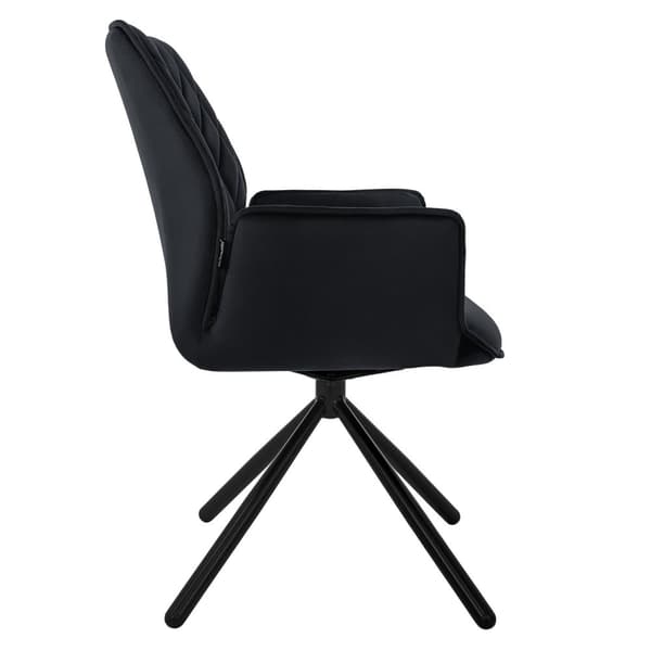 Pyörivä ruokapöytätuoli käsinojalla ja selkänojalla musta sametti ML design