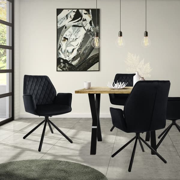 Pyörivä ruokapöytätuoli käsinojalla ja selkänojalla musta sametti ML design