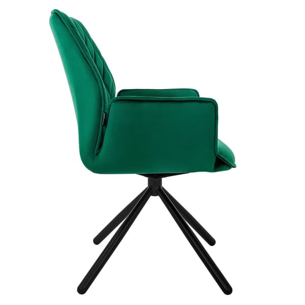 Snurrbar matstol med armstöd &amp; ryggstöd mörkgrön sammet ML design