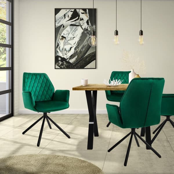 Snurrbar matstol med armstöd &amp; ryggstöd mörkgrön sammet ML design