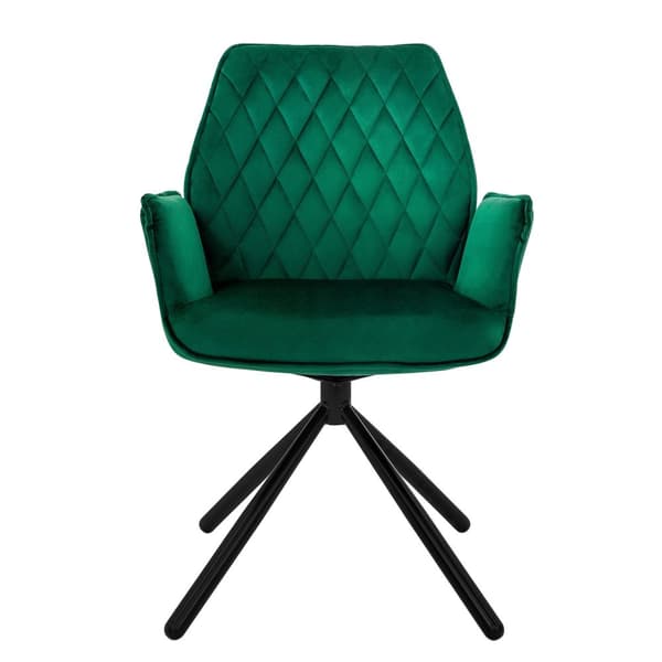 Snurrbar matstol med armstöd &amp; ryggstöd mörkgrön sammet ML design