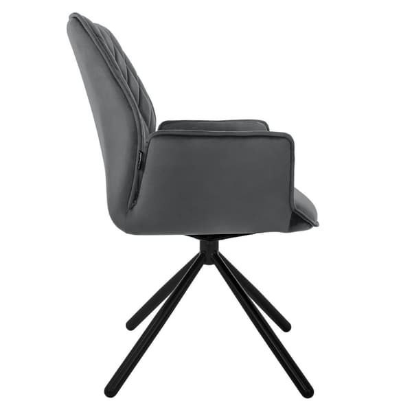 Svängbar matstol med armstöd och ryggstöd i antracit sammet ML design