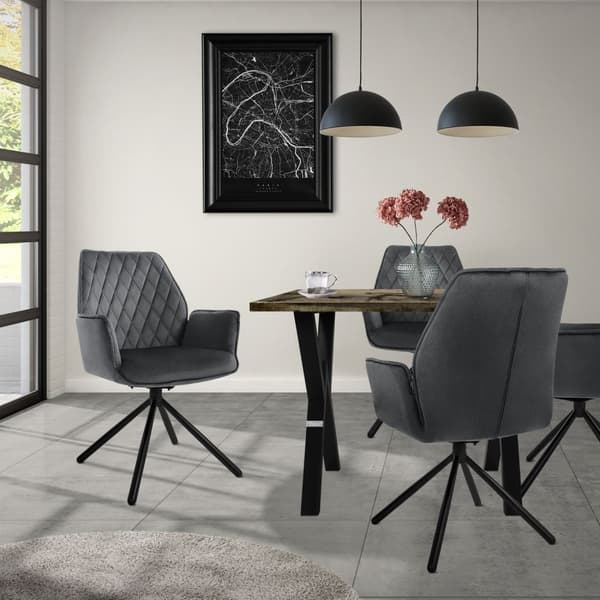 Svängbar matstol med armstöd och ryggstöd i antracit sammet ML design