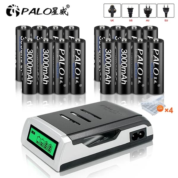 Genopladeligt AA-batteri, 3000mAh, NI-MH, 8 aa 1 oplader