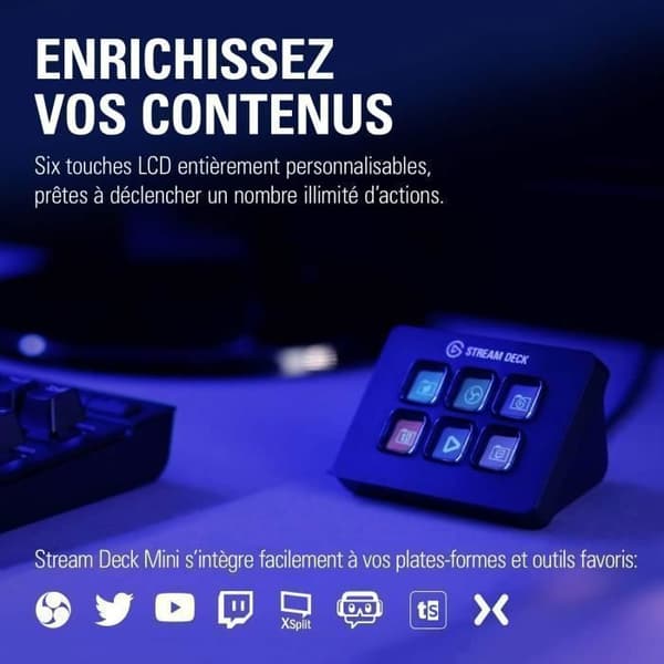 Corsair Elgato Stream Deck Mini - Controller för Live Content Creation med sex anpassningsbara LCD-tangenter, för Windows 1
