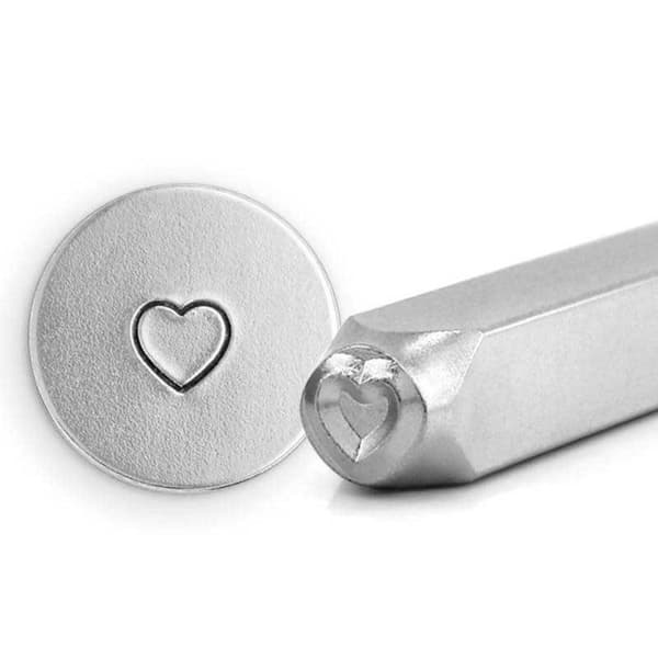 Tampon Coeur - IMPRESSART - 6 mm - Vit - Skyddande fingrar inkluderade - Gravyr metall