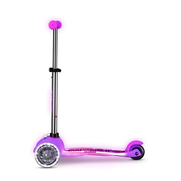 Trottinette - Mikromobilitet - Mini Micro Deluxe Glow LED Plus - Rosa - 3 hjul - 1,95 kg