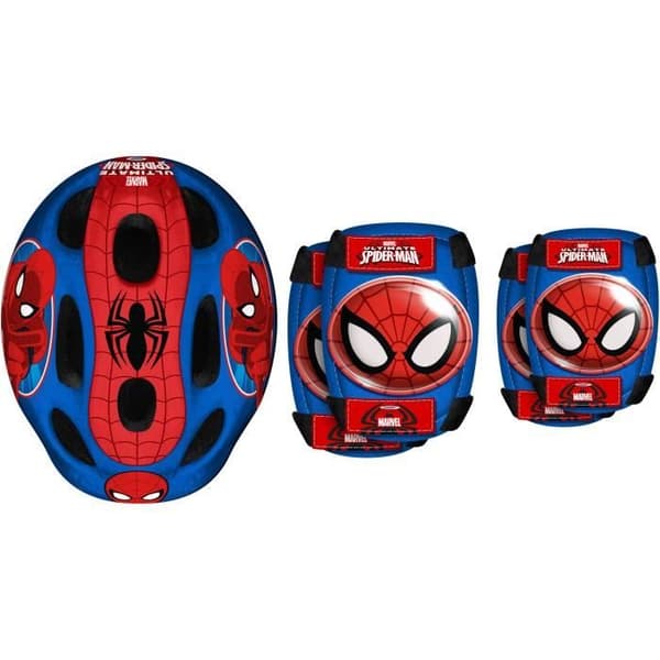 Hjälm + armbågs-/knäskydd - STAMPEL - Spider-man - Justerbar huvudomkrets - Blisterskal - Pojke