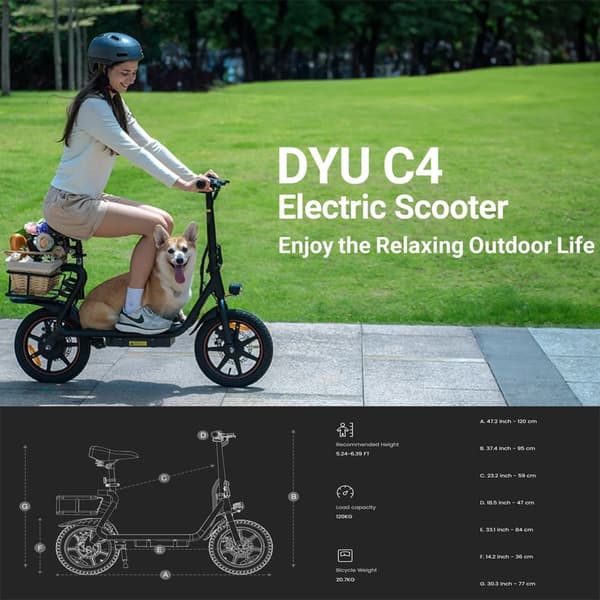 DYU C4 14'' elskoter 250W motor 10AH batteri