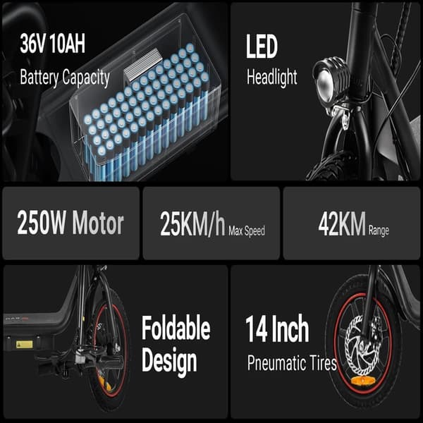DYU C4 14'' elskoter 250W motor 10AH batteri