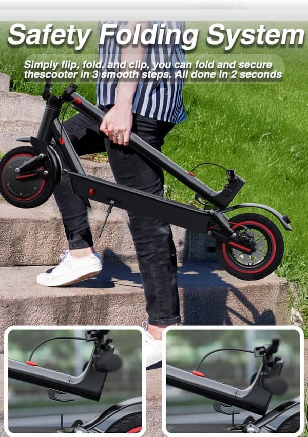Lamtier T1 Pro 10'' taittuva sähköpotkulauta, 350W moottori, 10.4AH akku, etuveto, huippunopeus: 25KM/H