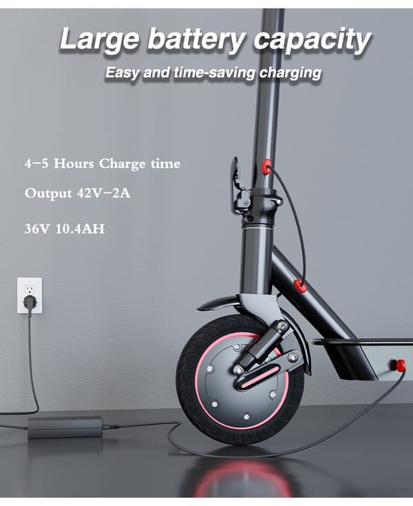 Lamtier 10'' hopfällbar elsparkcykel, 350W motor, 10.4AH batteri, framhjulsdrift, stötdämpare fram och bak