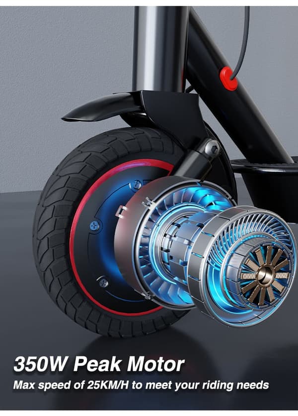 Lamtier T1 Pro 10'' foldbar elektrisk løbehjul, 350W motor, 10,4AH batteri, forhjulstræk, støddæmpere for og bag