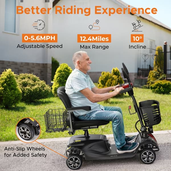 ENGWE elektriska skoter för vuxna, 4 hjul, 24V12Ah, 250W motor, 15,5 mil lång räckvidd, bekväm åktur förfritid och korta resor.