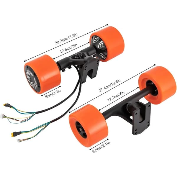 Skateboard Dual Motor Kit, 250W Effekt, 25 km/t Topfart, 100 kg Belastningskapacitet,Appelsin
