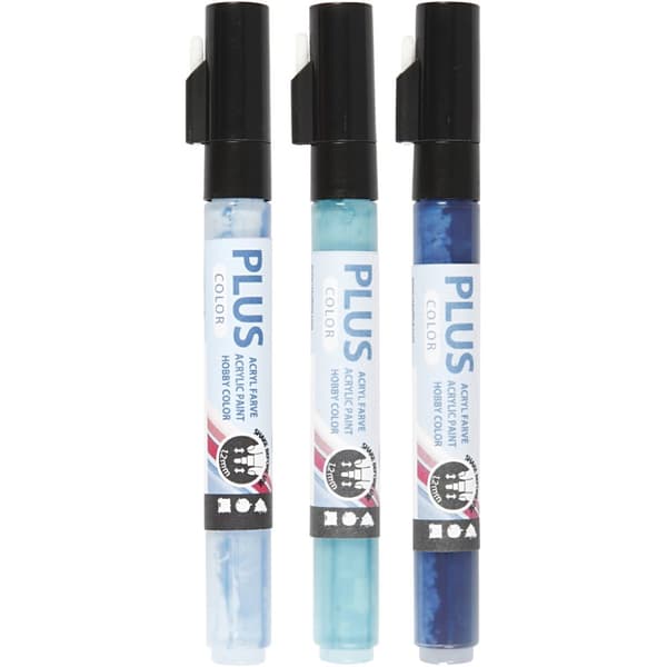 Plus Color Marker 3 pack - 1,2 mm - Blå nyanser