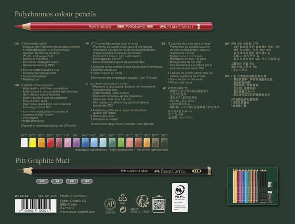Gavesett Polychromos & Pitt Graphite Matt Small 17 deler Faber Castell