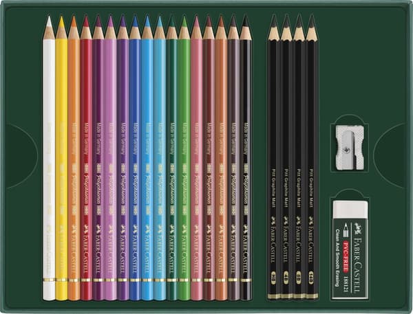 Gavesett Polychromos & Pitt Graphite Matt Small 17 deler Faber Castell