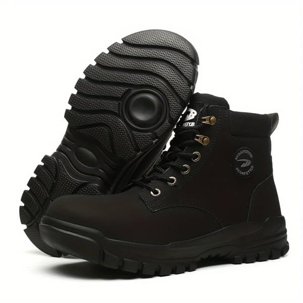 Mens Steel Toe Safety Boots, Høj Top Design, Punkteringsresistente,Sort, 12
