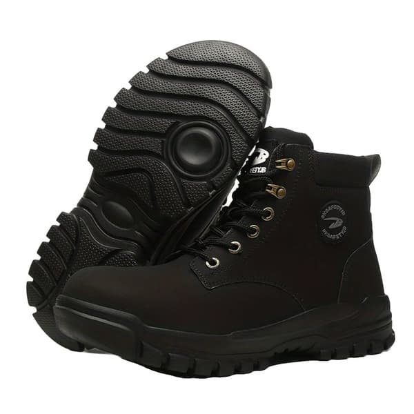 Mens Steel Toe Safety Boots, Høj Top Design, Punkteringsresistente,Sort, 12