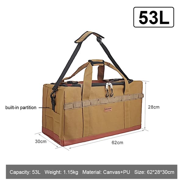Suuri leirintävarastokassi, 120L kapasiteetti, kestävä kangas + PU-materiaali,120L Khaqi