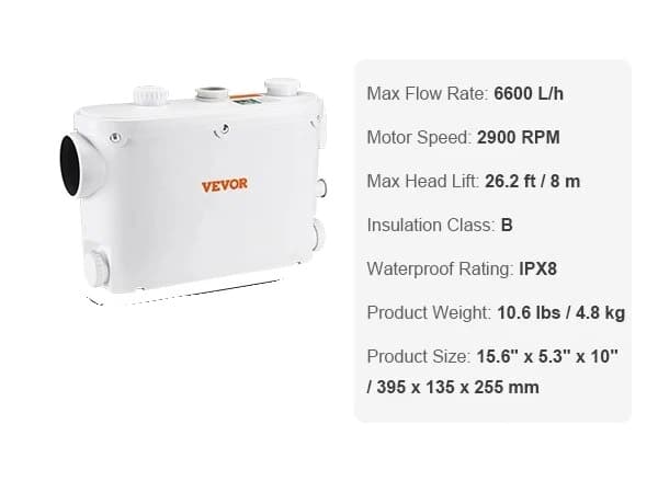 Makulatorpumpe, 500W, 6600L/t Flow