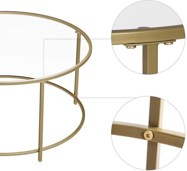 Rund Soffbord Glas - Guld - 84 cm
