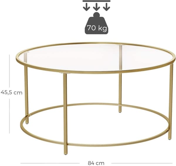 Rund Soffbord Glas - Guld - 84 cm