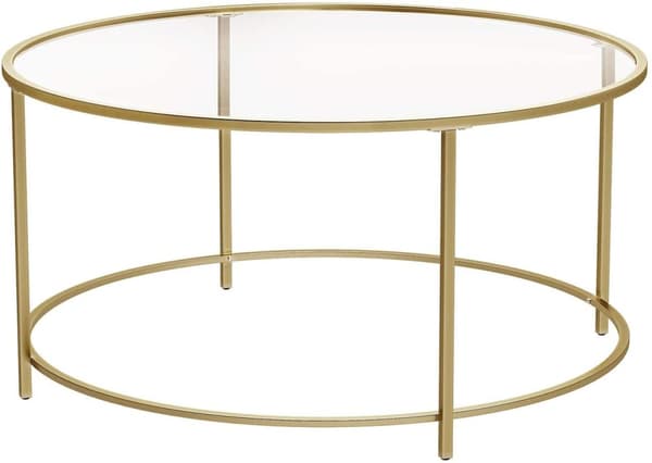 Rund Soffbord Glas - Guld - 84 cm