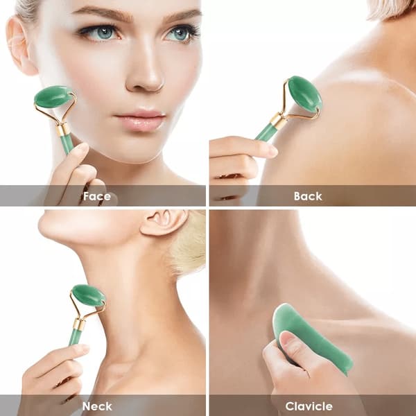Naturlig Gua Sha Sten - Ægte mineralsten – Grøn Jade
