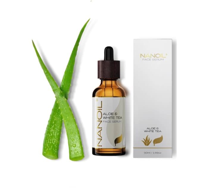 Nanoil Aloe & White Tea Face Serum - Närande, Revitaliserande, Åldersbekämpande Ansiktsserum med Aloe & Vitt té, 50 ml