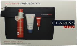 Clarins Men Gift Set 50ml Energizing Gel + 3ml Energizing Eye Gel + 30ml Active Face Wash + Taske