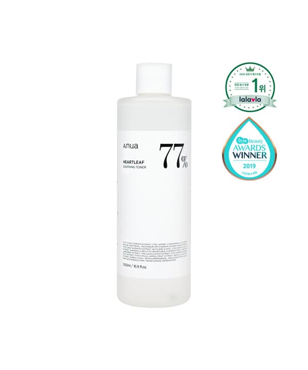 ANUA HEARTLEAF 77% SOOTHING TONER 500 ml - Rauhoittava ja kosteuttava kasvovesi JUMBO SIZE