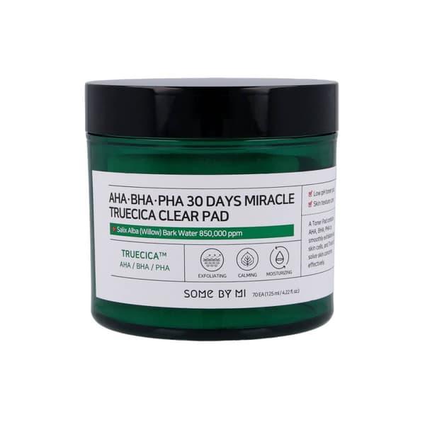 SOME BY MI AHA BHA PHA 30 Days Miracle Truecica Clear Pad 70 kpl - Hapot sisältävät tyynyt