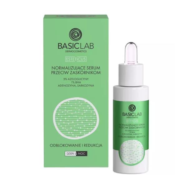Basiclab Dermocosmetics Normalisoiva seerumi mustapäitä vastaan 30 ml 5% AZELOGLYSIINIT 1% BHA-ADENOSINI, SARKOOSI 30 ml