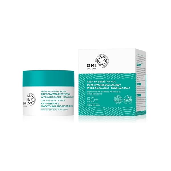 OMI KCream Anti-Wrinkle 50+ Smoothing & Kosteuttava päivä/yövoide 50 ml - Ryppyjä ehkäisevä voide 50+ tasoittava ja kosteuttava päivä/yö VEGAN