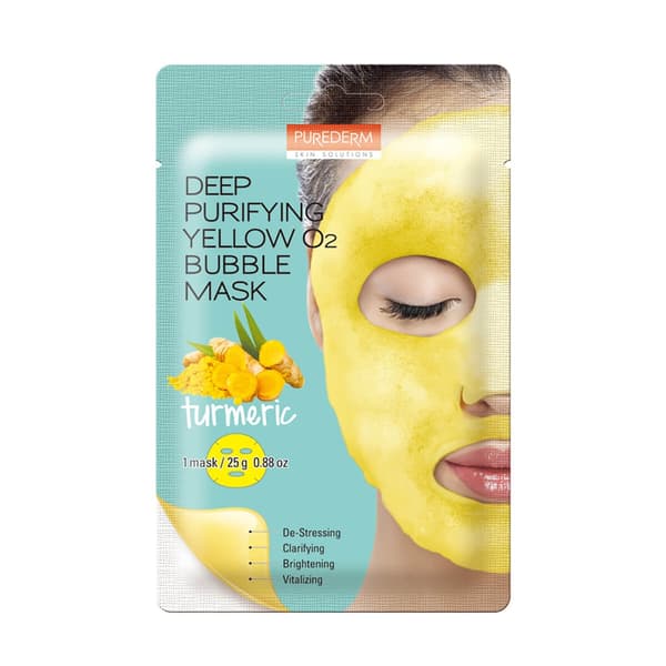 PUREDERM - Korealainen kupliva puhdistava kasvonaamio kurkumalla, 25 g