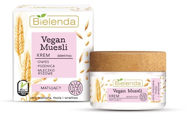 Vegan Müsli Matte Cream mattavoide rasvaiselle iholle. sekoitettu ja herkkä päivälle ja yölle 50 ml